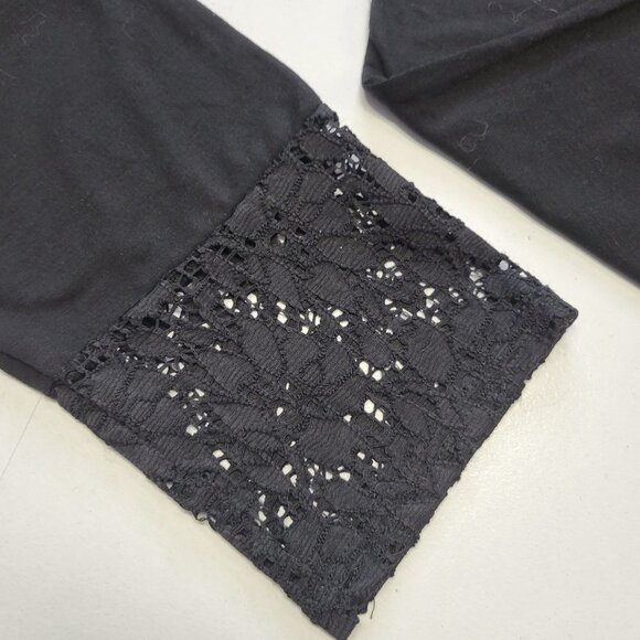 Black Leggings Comfy leggings with Lace Trim -Sizes  M L  XL - NEW - Picture 2 of 13